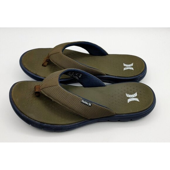 Hurley Flex 2.0 Men's Size 10 Flip-Flop Olive Canvas Sandals - Picture 3 of 7
